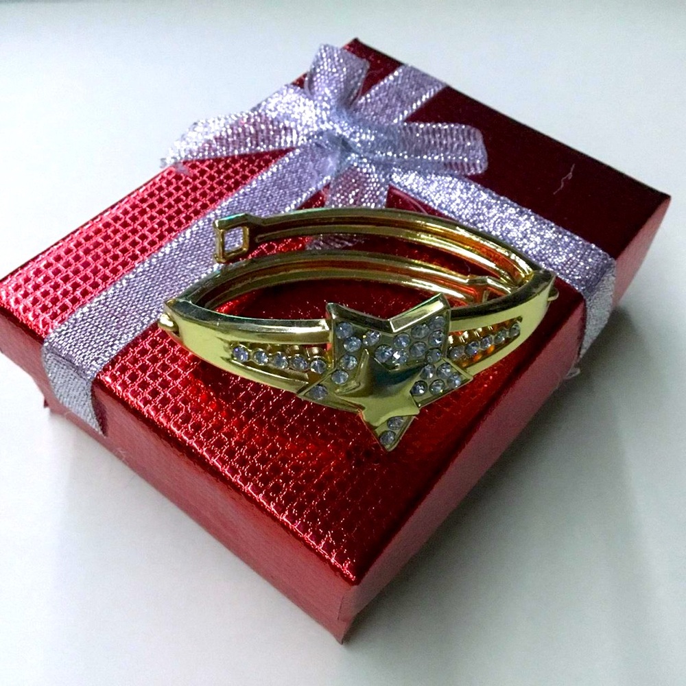 Crystal Austrian Zirconia Golden Stars Bangle Girls Women Bracelet